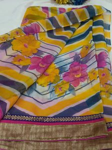 Vibrant Floral Print Saree with blouse