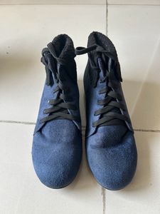 Bruno Mannetti Navy Blue Suede Boots