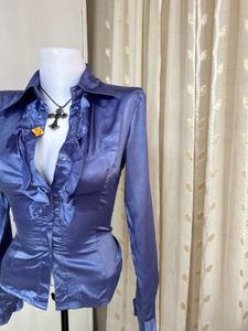 Elegant Ruffled Satin Blouse