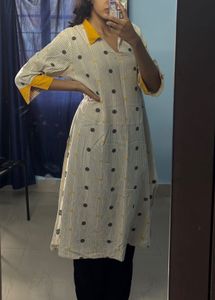 yellow collared Kurta