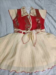 Beautiful Red and Beige Frock for newborn