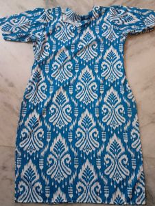 Blue Ikat Print Dress