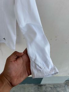 Adidas White 1/4 Zip Long Sleeve Top