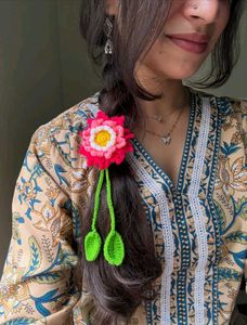 Crochet Lotus Flower Hair Tie