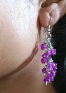 Purple Crystal Cluster grapes shaped Dangle Earrin