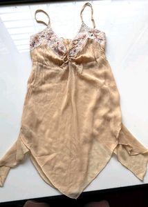 Sheer jet Lace Trim Cami Top