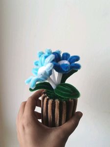 Handmade Blue Pipe Cleaner Flower Bouquet