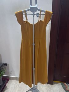 Mustard Yellow Jumpsuit with Cap Sleeves