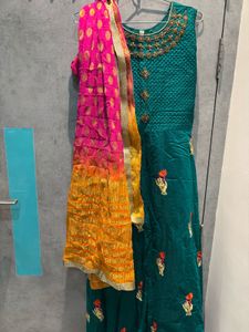 Elegant Teal Embroidered gown