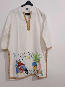 White Kurta Set with Hand Embroidery