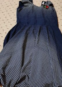 Navy Blue Polka Dot Fit-and-Flare Dress
