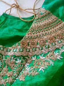 Embroidered Green Silk Blouse
