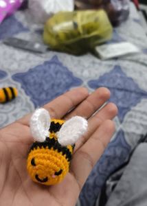 handmade Crochet Bee/sunflower Keychain
