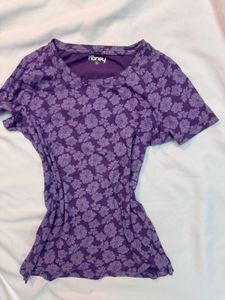 Purple Floral Print Top