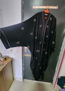 Elegant Black Abaya with Bow Detail