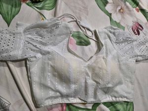 White Eyelet Blouse with Tie Back
