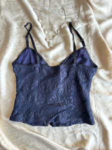 Blue Lace Corset Top