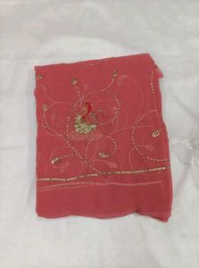 Elegant Pink Embroidered Saree