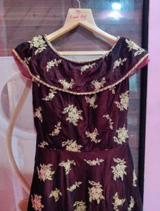 Elegant Maroon Embroidered Gown
