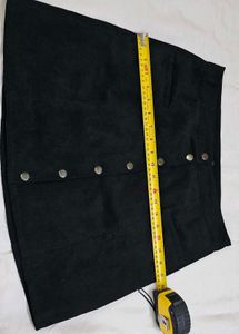 H&amp;M Divided Black Mini Faux Suede Button Up Skirt