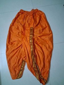 Orange Dhoti with Golden Border