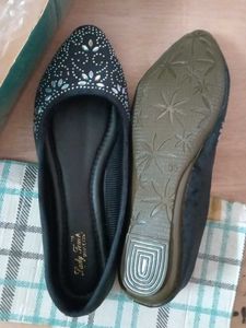 New velvet Sparkling Blue Ballerinas size 38