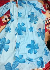 Gorgeous Blue Printed Gown With Dupatta