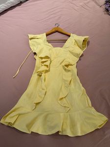 Yellow Ruffled Mini Dress