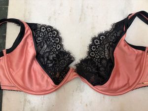 Peach &amp; Black Lace Bra