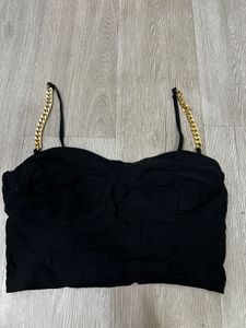 Black Chain Strap Crop Top ⭐️🖤