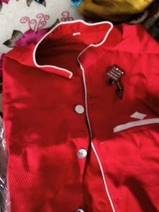 Red Kurta Set with White Pants