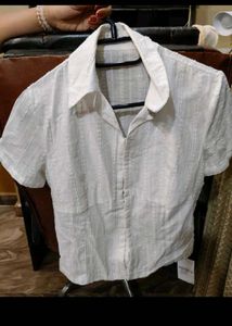 White Hook Button Placket Blouse