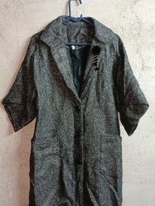 Stylish Gray Textured Coat Long