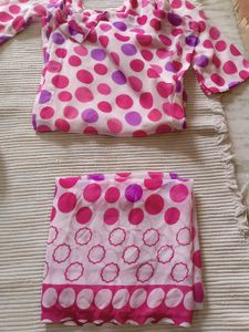 Pink Polka Dot Kurta with Pants