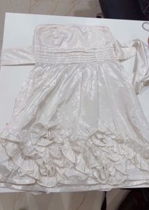 White tube ruffle detail Dress