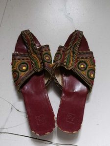 Embroidered Flat Sandals