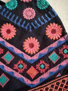 VIRGIO Boho Embroidered Strappy Crop Top