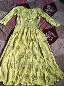 Boho Yellow Embroidered Dress