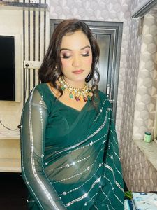 Elegant ready to wear Green Embellished Saree