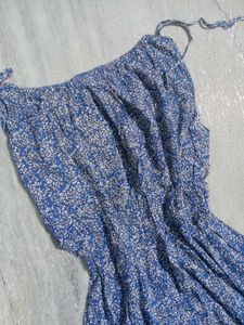 Blue Floral Print Maxi Dress