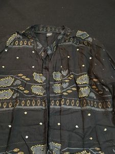 Designer Black Printed Kurta long