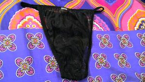 Sheer Black Lace Thong Panty