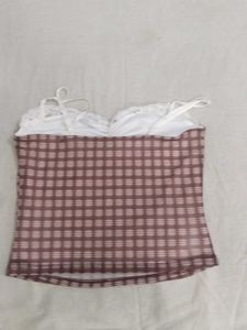Brown Checkered Camisole Top