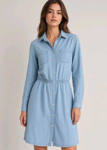 Light Blue Denim Shirt Dress