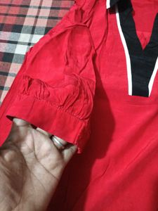 Vibrant Red Collared Top