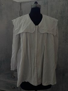 White Button-Up Blouse with Oversized Collar