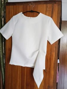 White Tie-Waist Blouse