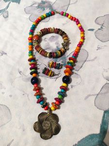 Boho Beaded Necklace and Bracelet Set