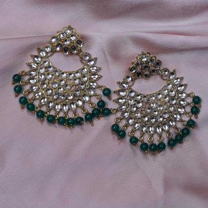 Heavy Stunning Kundan Chandbali Earrings