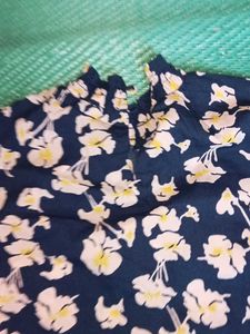 Navy Floral Print Long Sleeve Top